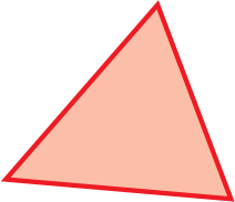 Figura geométrica. Polígono vermelho cujo contorno é formado por três linhas retas.