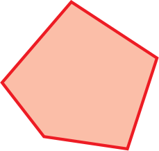 Figura geométrica. Polígono vermelho cujo contorno é formado por 5 linhas retas.