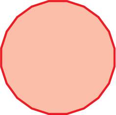 Figura geométrica. Polígono vermelho cujo contorno é formado por 20 linhas retas.