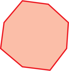 Figura geométrica. Polígono vermelho cujo contorno é formado por 8 linhas retas.