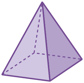 Figura geométrica. Pirâmide roxa de base quadrada.