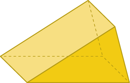 Figura geométrica. Prisma amarelo de base triangular.