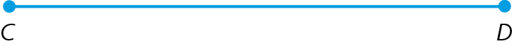 Figura geométrica. Representação de um segmento de reta azul com extremidades nos pontos C à esquerda e D à direita. A figura está na horizontal.