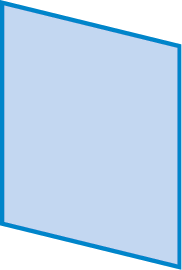 Figura geométrica. Polígono azul cujo contorno é formado por 4 segmentos de reta. A figura tem o formato de um paralelogramo.