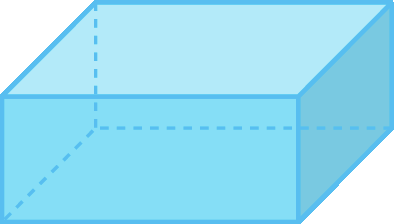 Figura geométrica. Sólido geométrico azul com 6 faces retangulares. Tem formato parecido com o de uma caixa de sapato.