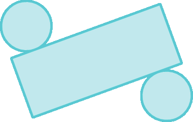 Ilustração. Planificação da superfície de um sólido. Figura formada por 2 círculos azuis e um retângulo azul. Acima do retângulo, um círculo. Abaixo do retângulo, outro círculo.