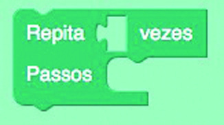 Captura de tela da ferramenta Tucaprog. Na linha de cima comando Repita, espaço para completar, vezes. Na linha de baixo, comando passos.