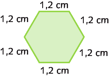 Figura. Hexágono com cada lado medindo 1,2 centímetros.