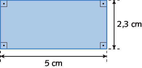 Ilustração. Retângulo de 5 centímetros por 2,3 centímetros.