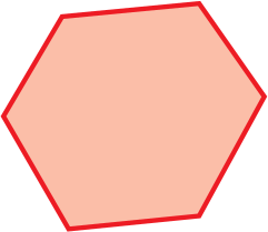 Figura geométrica. Polígono vermelho cujo contorno é formado por 6 linhas retas.