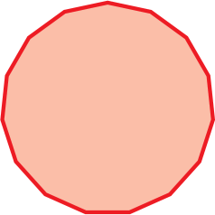 Figura geométrica. Polígono vermelho cujo contorno é formado por 15 linhas retas.