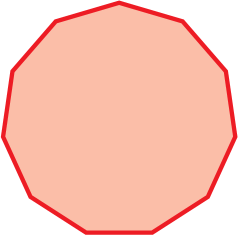 Figura geométrica. Polígono vermelho cujo contorno é formado por 11 linhas retas.