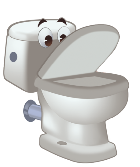 Ilustração: Vaso sanitário de caixa acoplada com olhos na parte de cima. A tampa está semiaberta.