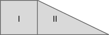 Figura geométrica: Trapézio cinza dividido em duas partes, sendo a primeira parte um quadrado e a segunda parte um triângulo retângulo.