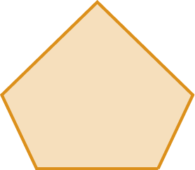 Figura geométrica. Polígono alaranjado cujo contorno é formado por 5 segmentos de reta. A figura tem o formato de um pentágono.