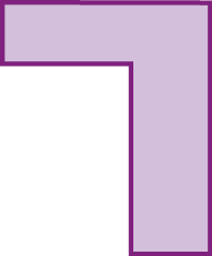 Figura geométrica. Polígono roxo cujo contorno é formado por 6 segmentos de reta. A figura tem o formato de um L de ponta cabeça.