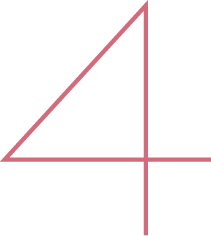 Figura geométrica. Linha poligonal vermelha com formato triangular. Em um dos vértices do triângulo ambos os lados do triângulo são prolongados.