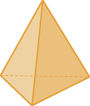 Figura geométrica. Sólido geométrico com quatro faces triangulares.