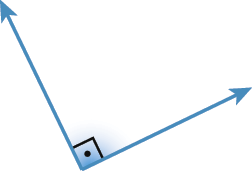Figura geométrica. Ângulo que contém um símbolo similar ao contorno de um quadrado com um ponto no centro.