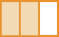 Figura geométrica. Retângulo dividido em 3 partes iguais, da esquerda para a direita duas partes estão pintadas na cor laranja.