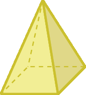 Figura geométrica. Pirâmide amarela de base quadrada.