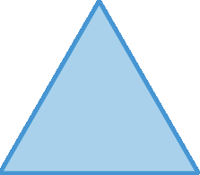 Figura geométrica. Triângulo azul com os três lados de mesma medida de comprimento.