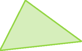 Figura geométrica. Triângulo verde com os três lados de diferentes medida de comprimento.