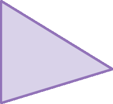 Figura geométrica. Triângulo roxo com os três lados de diferentes medida de comprimento.