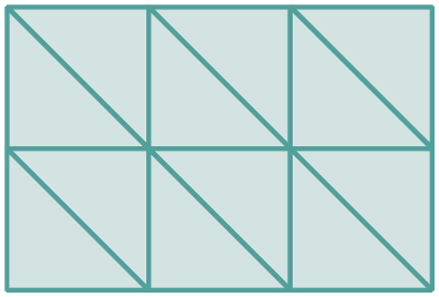 Figura geométrica. Retângulo dividido em 12 partes triangulares iguais.