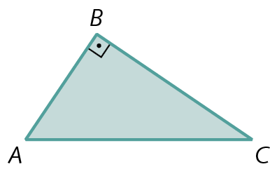 Figura geométrica. Triângulo ABC retângulo em B.