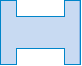 Ilustração. Figura que se parece com a letra h maiúscula. Usando um quadradinho como unidade de medida de área, tal figura pode ser construída com 14 quadradinhos.