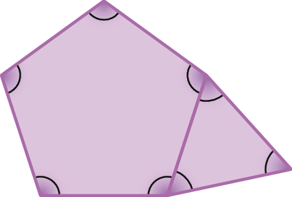 Figura geométrica: Figura rosa composta por pentágono e triângulo à direita.