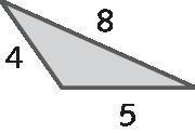 b: triângulo obtusângulo de lados 4, 5 e 8.
