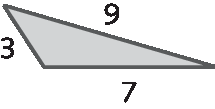 d: Triângulo obtusângulo de lados 3, 7 e 9.