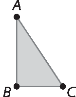 Figura geométrica. Triângulo com pontos A, B e C nas vértices