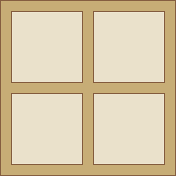 Ilustração. Peça quadrada, com 4 buracos quadrados, vista de cima.