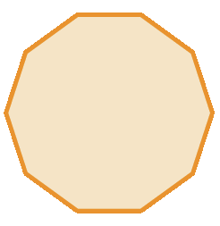 Figura geométrica. Polígono de dez lados com mesma medida de comprimento.