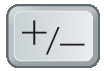 Ilustração. Tecla de calculadora com com os sinais de adição e subtração.