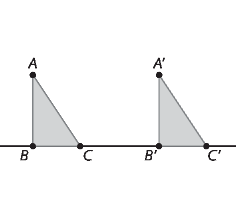 Esquema. Continuação do esquema anterior, agora à esquerda há um triângulo com as vértices B e C na reta e a vértice A acima