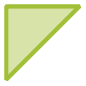 Ilustração. Triângulo retângulo isósceles verde.