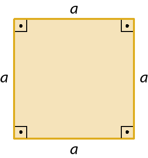 Figura geométrica. Quadrado. Letra  a indicando a medida do comprimento de cada lado.