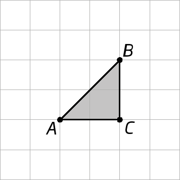 Figura geométrica. Malha quadriculada com triângulo ABC.