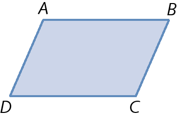 Figura geométrica. Paralelogramo azul ABCD.