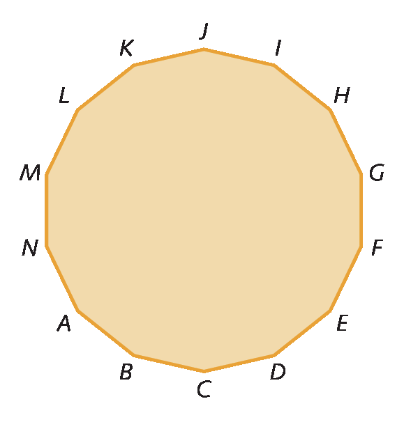 Figura geométrica. Polígono ABCDEFGHIJKLMN.