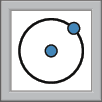 Ilustração. Botão quadrado com uma circunferência com um ponto no centro e um ponto na fronteira.