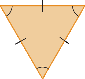 Figura geométrica. Triângulo com três lados e ângulos iguais.