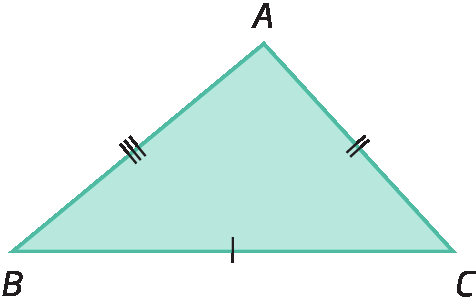 Figura geométrica. Triângulo ABC com os 3 lados com medidas de comprimento diferentes.