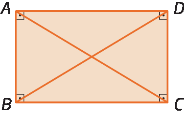 Figura geométrica. Retângulo ABCD. Diagonais AC e BD