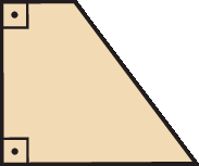 Figura geométrica. Trapézio retângulo, com dois ângulos de 90 graus.