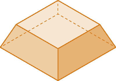 Figura geométrica. Tronco de pirâmide alaranjada.